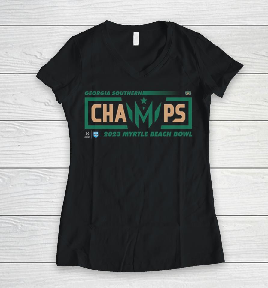 Congratulations Ohio Bobcats Champions 2023 Myrtle Beach Bowl College Football Games Women V-Neck T-Shirt
