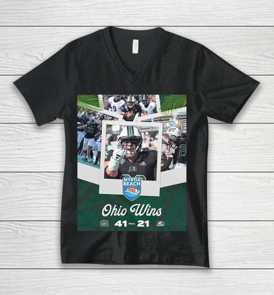 Congratulations Ohio Bobcats Wins We Are The Myrtle Beach Bowl Game Champions Bowl Games 2023 2024 Unisex V-Neck T-Shirt