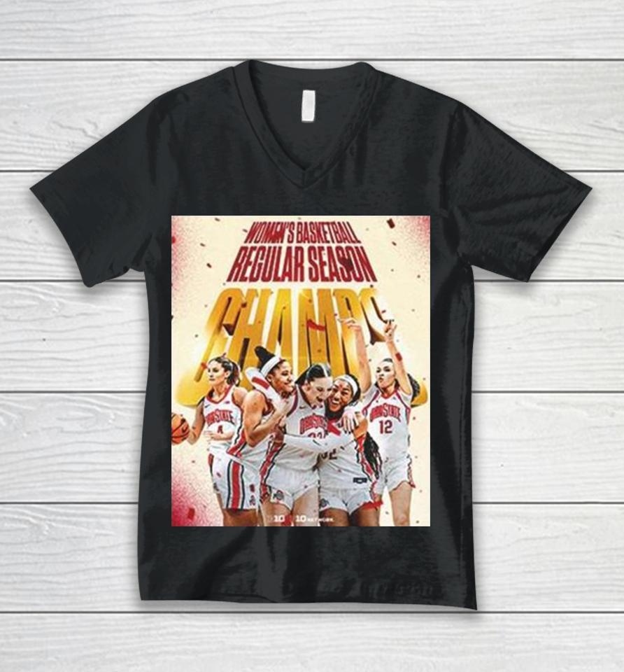 Congratulations Ohio State Buckeyes Wbb On Your Championship In Ncaa Of The Regular Season 2024 Unisex V-Neck T-Shirt