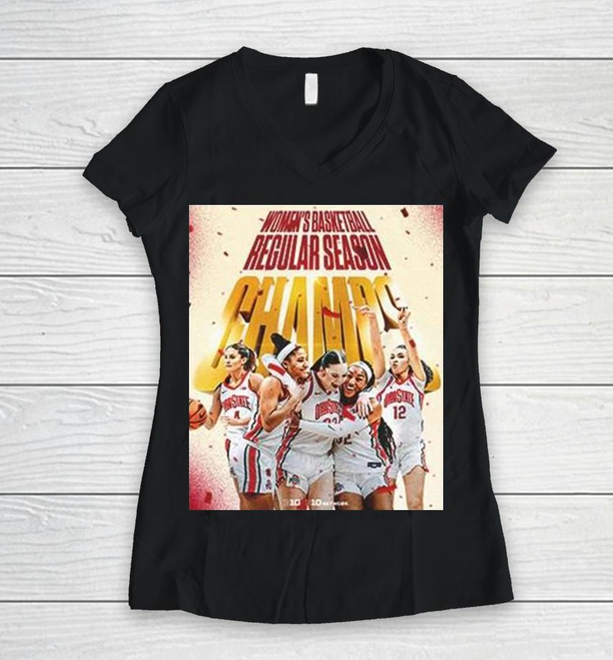 Congratulations Ohio State Buckeyes Wbb On Your Championship In Ncaa Of The Regular Season 2024 Women V-Neck T-Shirt