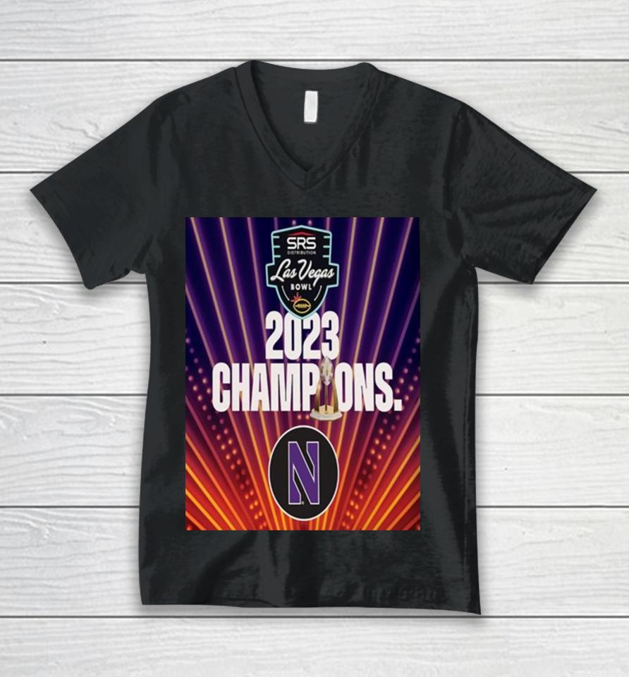 Congratulations To The Northwestern Football On Winning The 2023 Srs Distribution Las Vegas Bowl Unisex V-Neck T-Shirt