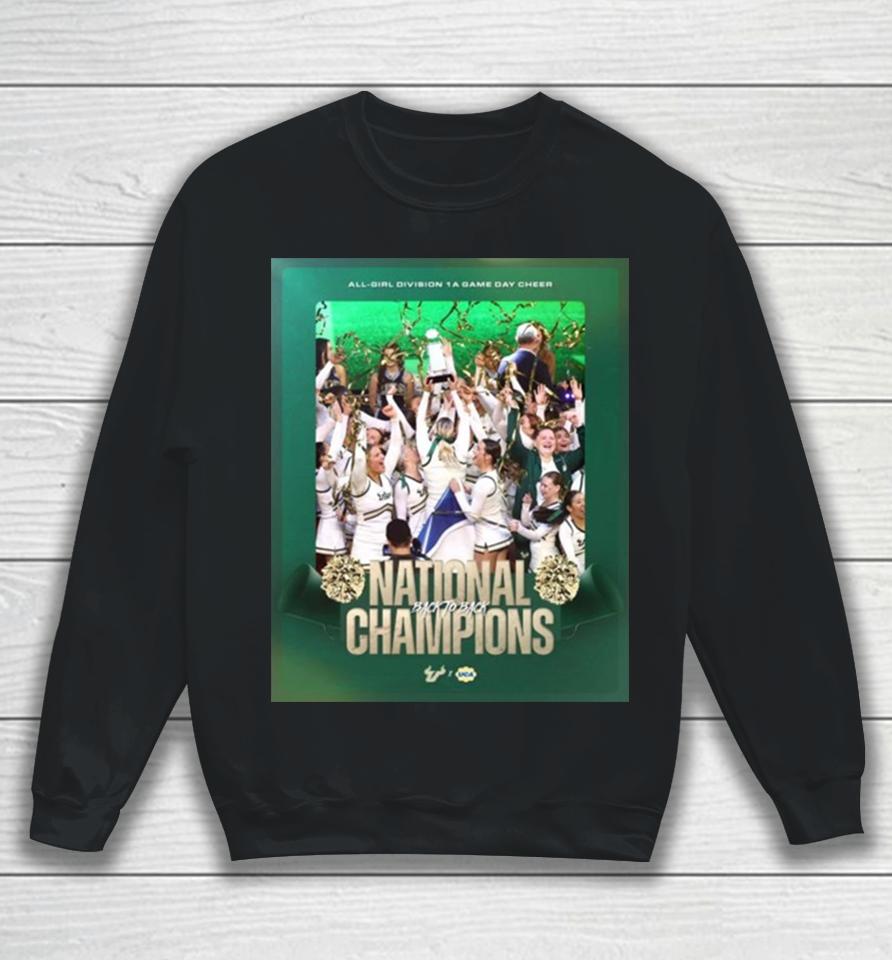 Congratulations To Usf All Girl Cheer Back To Back National Champions 2024 Uca All Girl Division 1A Game Day Cheer Sweatshirt