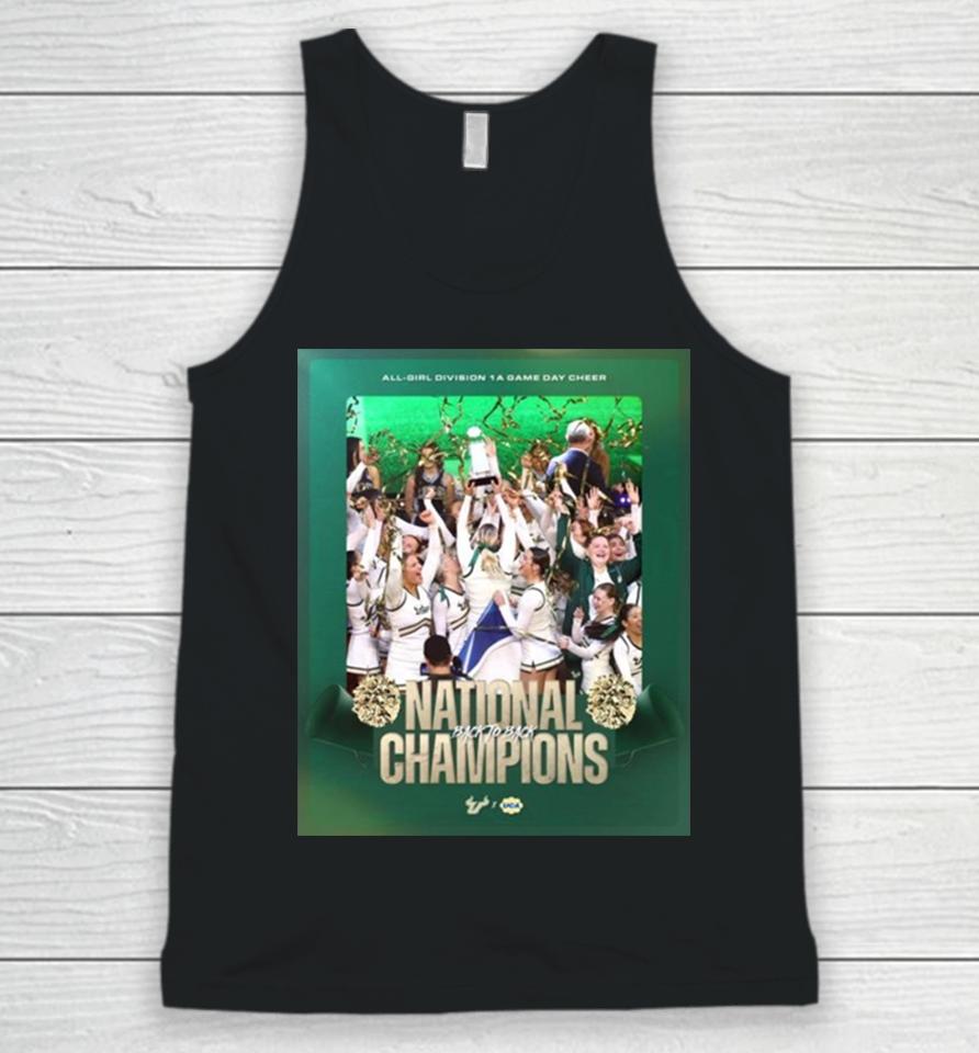 Congratulations To Usf All Girl Cheer Back To Back National Champions 2024 Uca All Girl Division 1A Game Day Cheer Unisex Tank Top