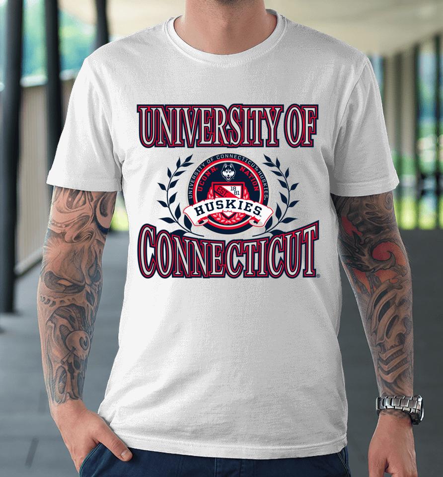 Connecticut Huskies Laurels Secondary Premium T-Shirt