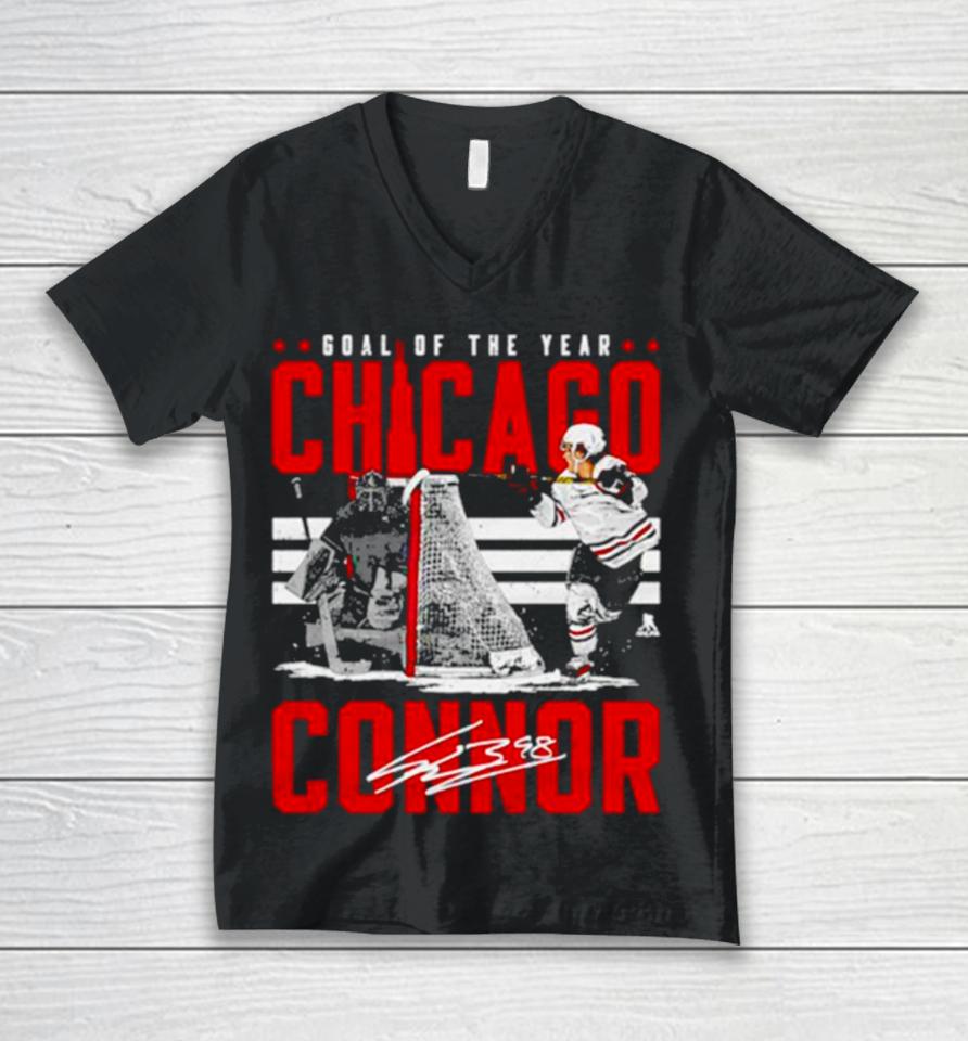 Connor Bedard Chicago Goal Of The Year Hockey Signature Unisex V-Neck T-Shirt