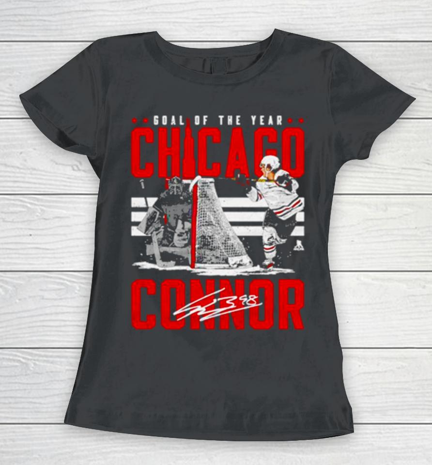Connor Bedard Chicago Goal Of The Year Hockey Signature Women T-Shirt