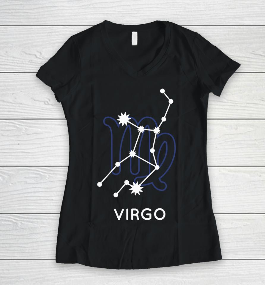 Constellation Zodiac Virgo Design - Astrology Stars Women V-Neck T-Shirt