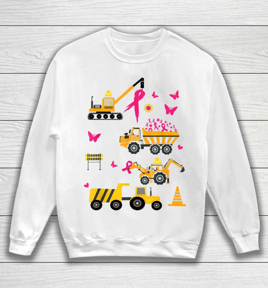 Construction Truck Breast Cancer Survivor Pink Ribbon Sweatshirt