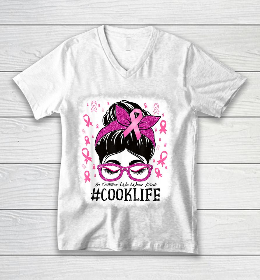 Cook In October We Wear Pink Women Breast Cancer Awareness Unisex V-Neck T-Shirt