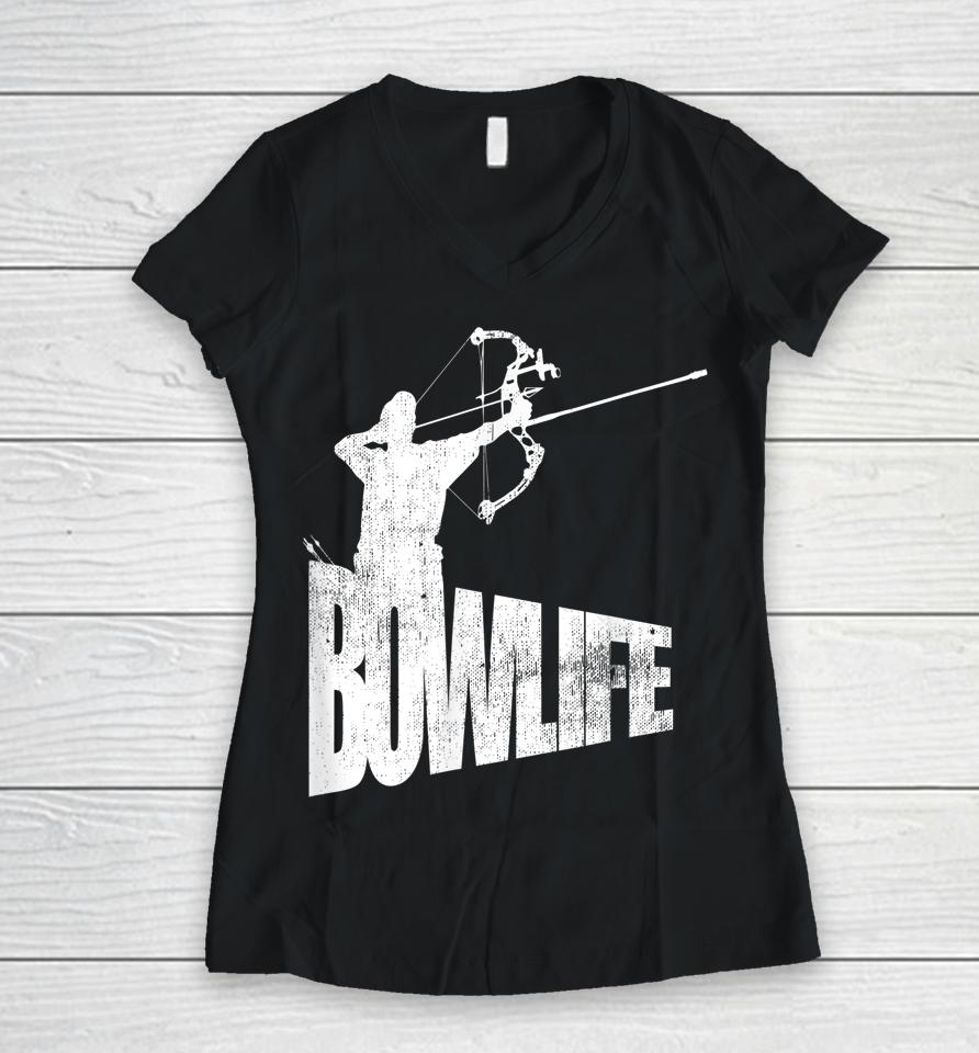 Cool Archery Archer Silhouette Bow Life Women V-Neck T-Shirt