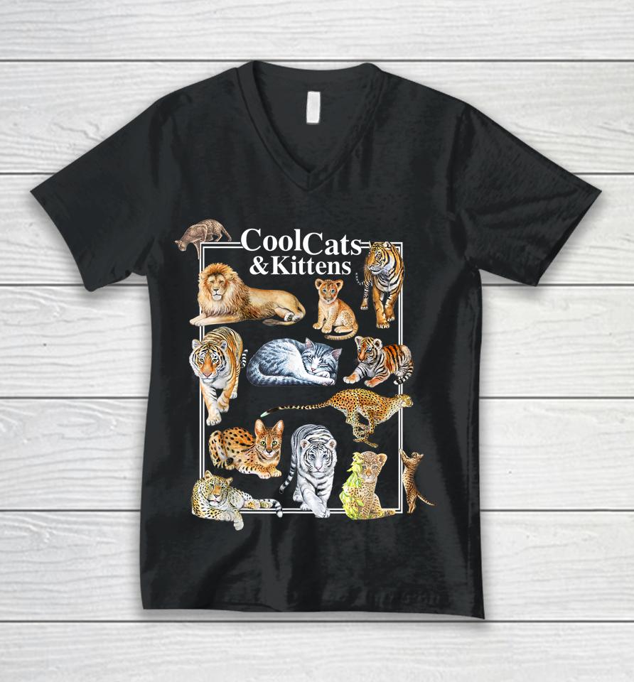 Cool Cats And Kittens Tiger Lion Leopard Felines Unisex V-Neck T-Shirt