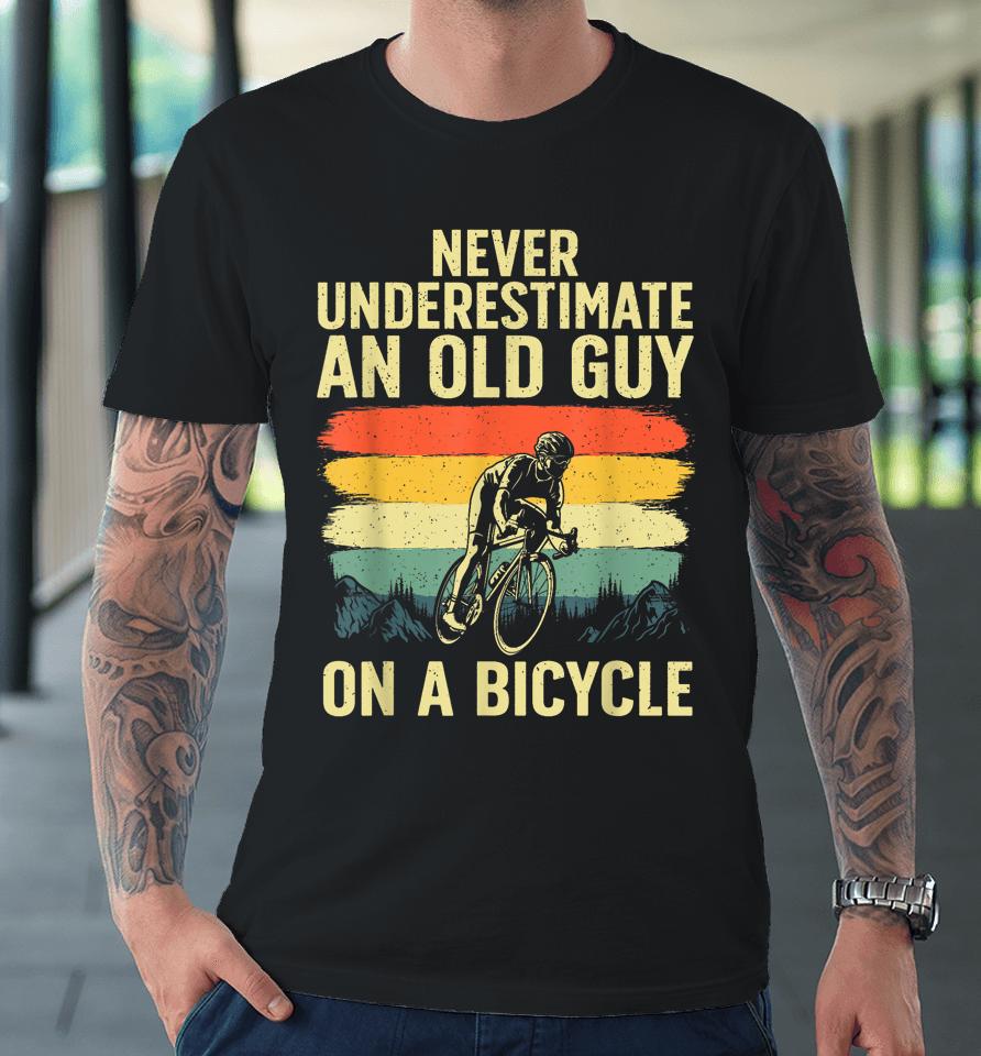Cool Cycling Art For Men Grandpa Bicycle Riding Cycle Racing Premium T-Shirt
