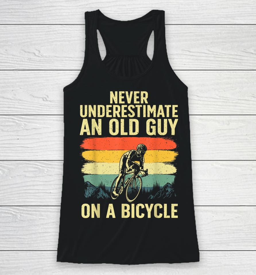 Cool Cycling Art For Men Grandpa Bicycle Riding Cycle Racing Racerback Tank