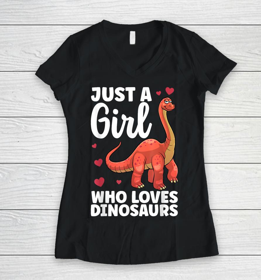 Cool Dinosaur For Girls Kids T Rex Dino Lovers Stegosaurus Women V-Neck T-Shirt
