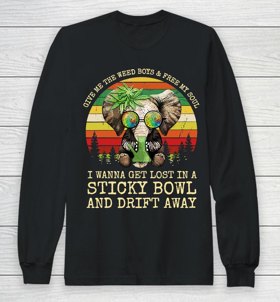 Cool Elephant Smoking Weed Bong Marijuana Cannabis Stoner Long Sleeve T-Shirt