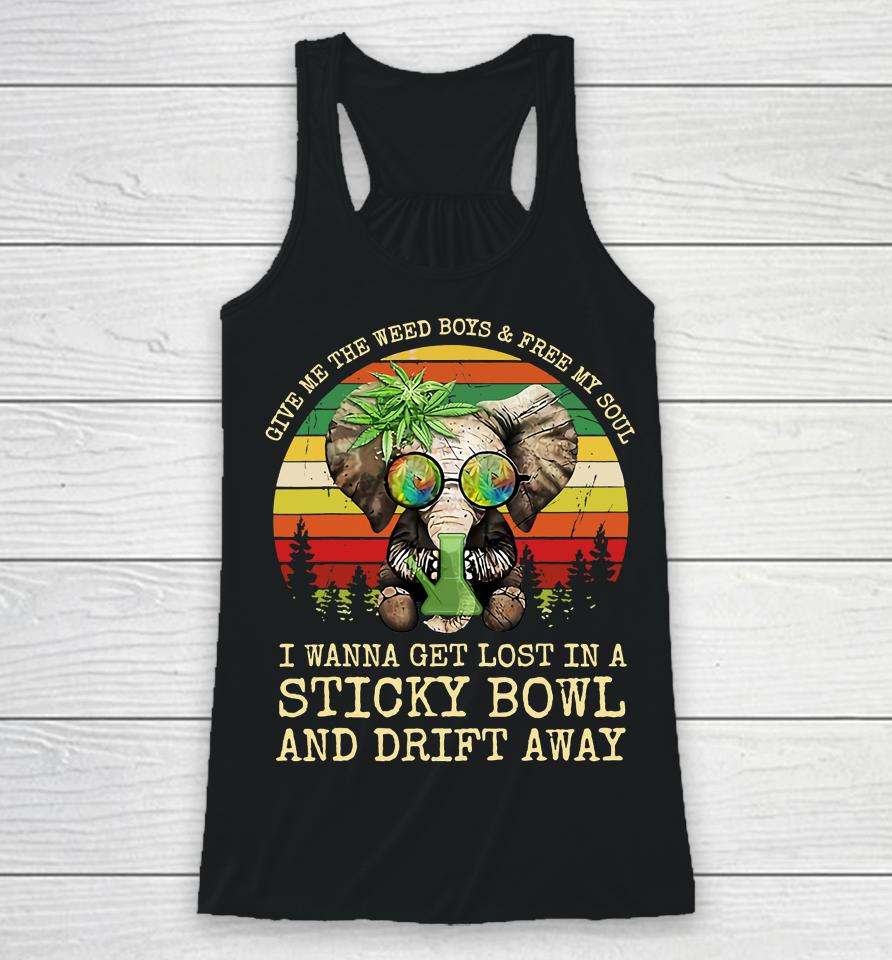 Cool Elephant Smoking Weed Bong Marijuana Cannabis Stoner Racerback Tank