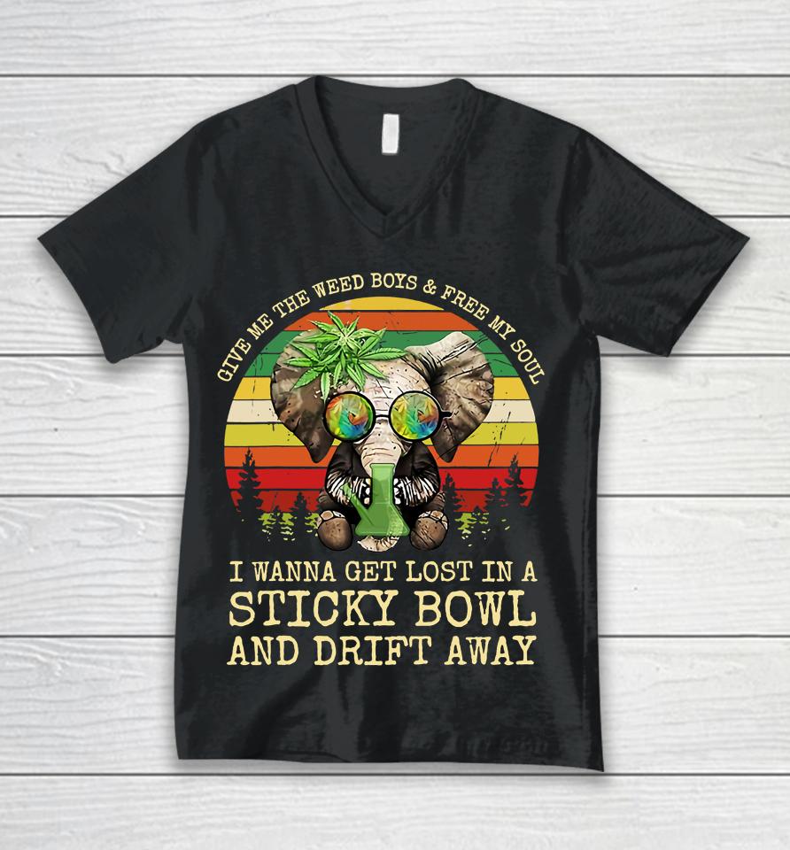 Cool Elephant Smoking Weed Bong Marijuana Cannabis Stoner Unisex V-Neck T-Shirt