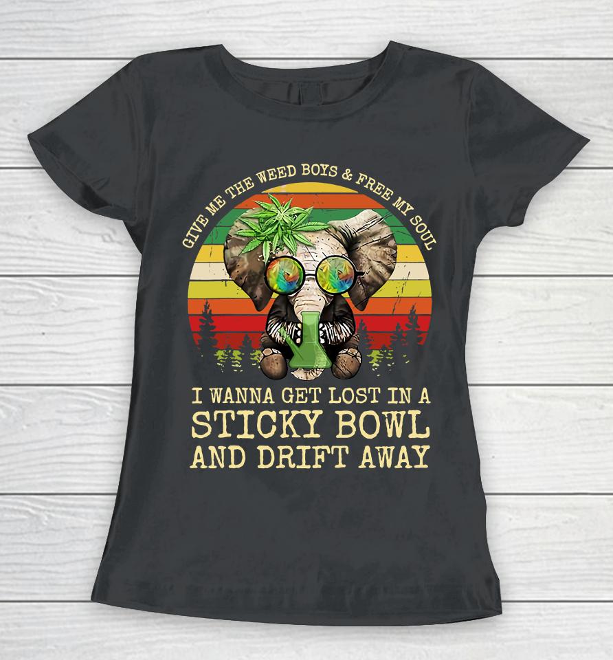 Cool Elephant Smoking Weed Bong Marijuana Cannabis Stoner Women T-Shirt