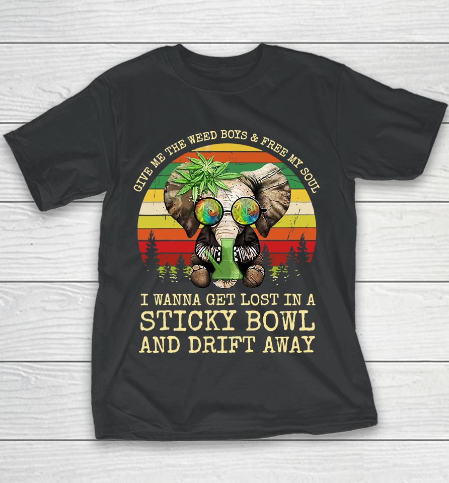 Cool Elephant Smoking Weed Bong Marijuana Cannabis Stoner Youth T-Shirt
