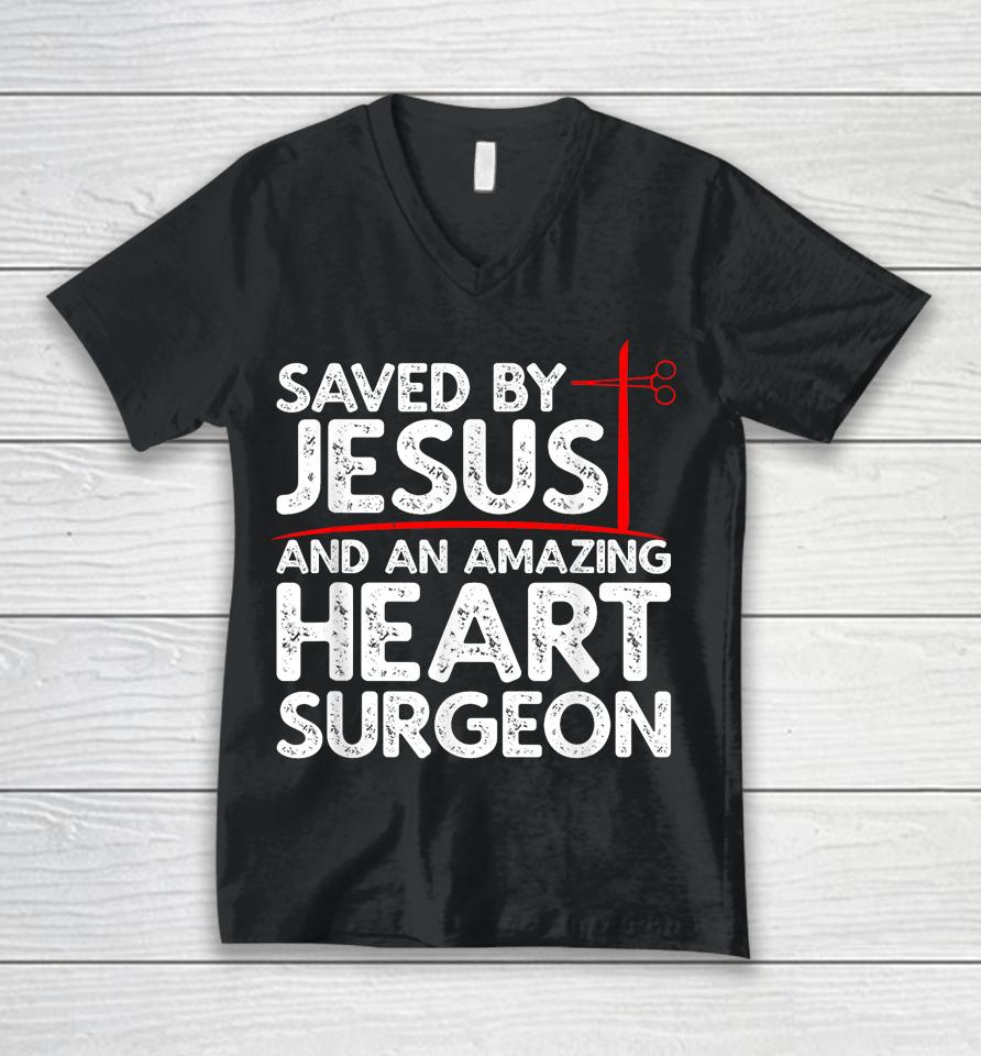 Cool Heart Surgery For Men Women Heart Cardiac Rehab Jesus Unisex V-Neck T-Shirt