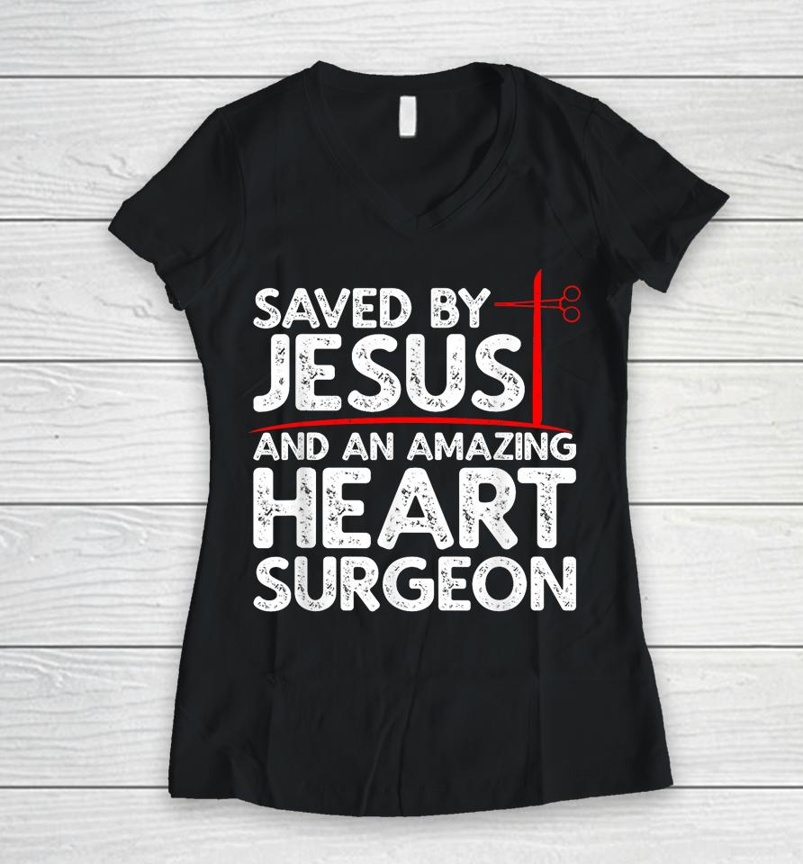 Cool Heart Surgery For Men Women Heart Cardiac Rehab Jesus Women V-Neck T-Shirt
