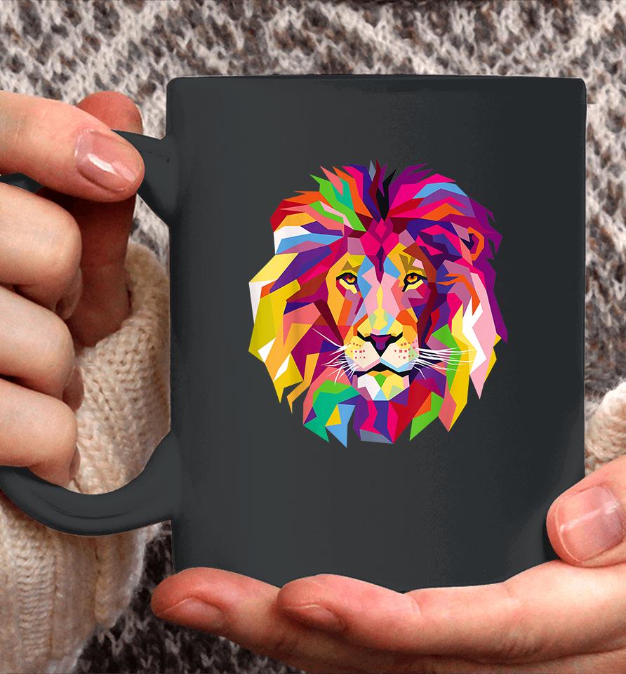 Cool Lion Head Bright Colorful Coffee Mug