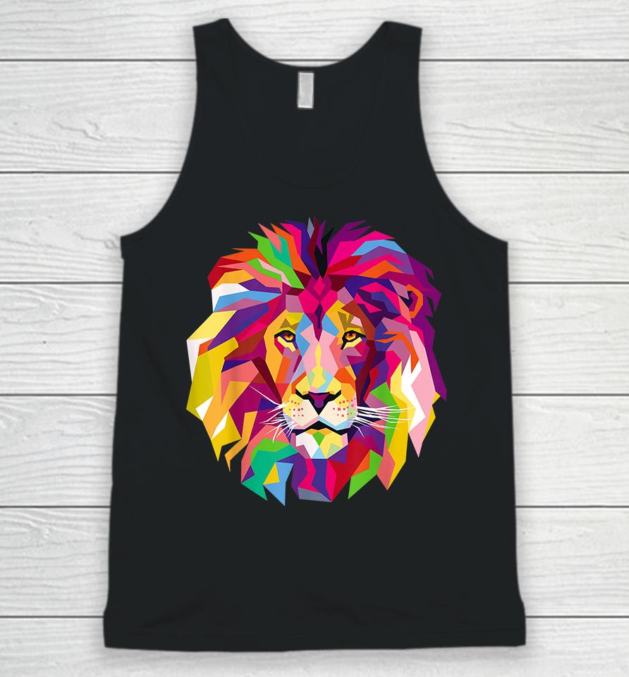 Cool Lion Head Bright Colorful Unisex Tank Top