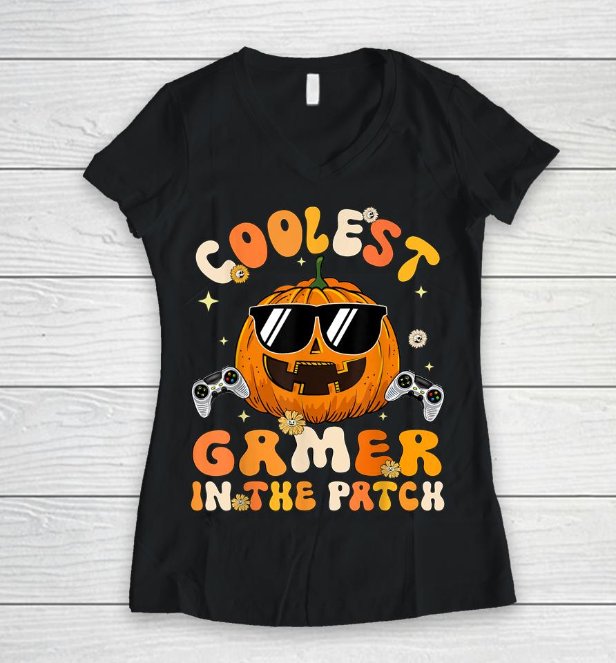 Coolest Gamer In The Patch Halloween Women V-Neck T-Shirt