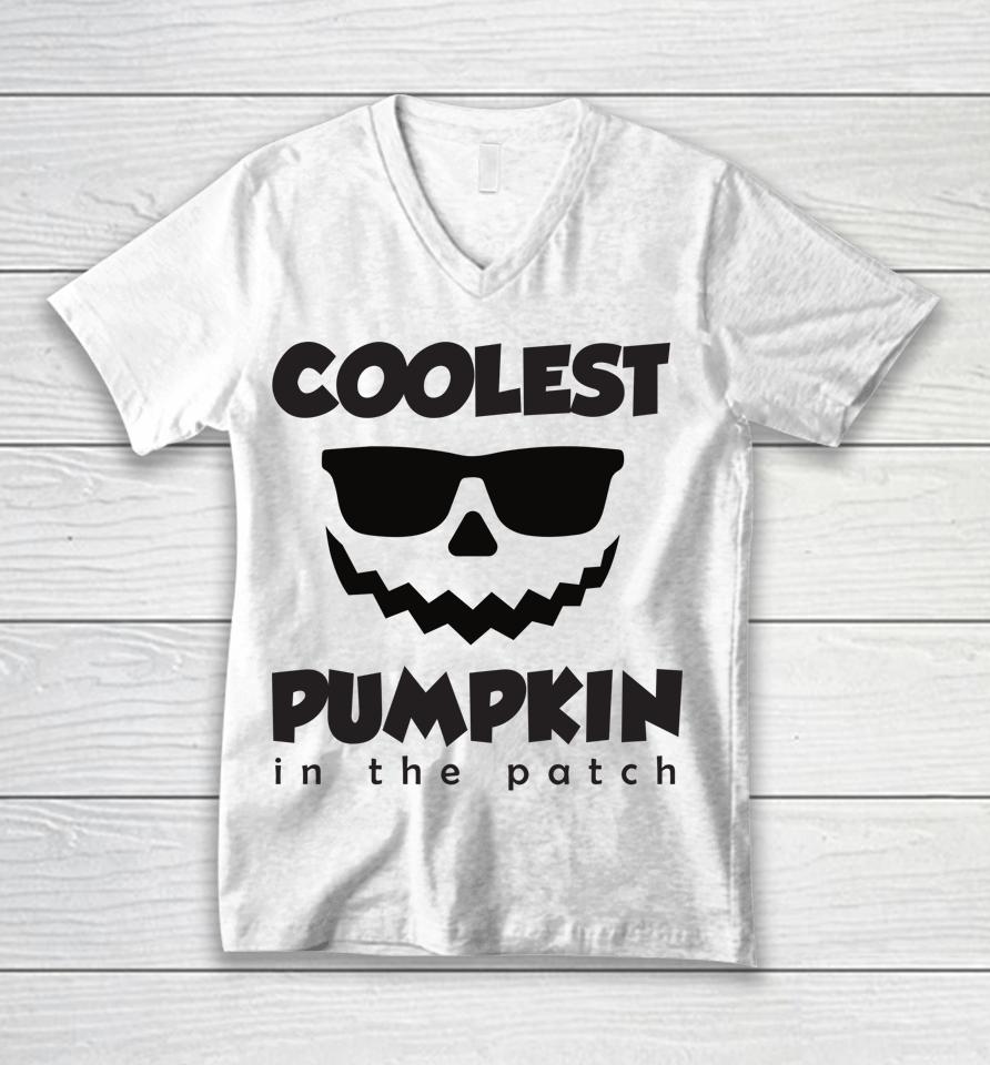 Coolest Pumpkin Face In The Patch Halloween Unisex V-Neck T-Shirt