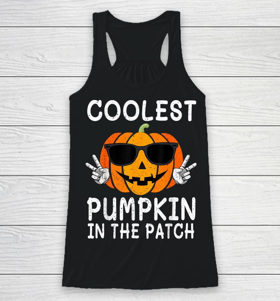 Coolest Pumpkin In The Patch Funny Boys Girls Kids Halloween Racerback Tank