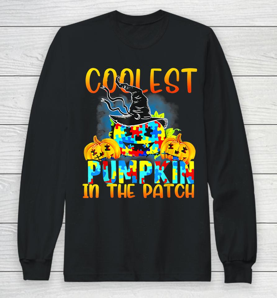 Coolest Pumpkin In The Patch Funny Cool Autism Halloween Long Sleeve T-Shirt