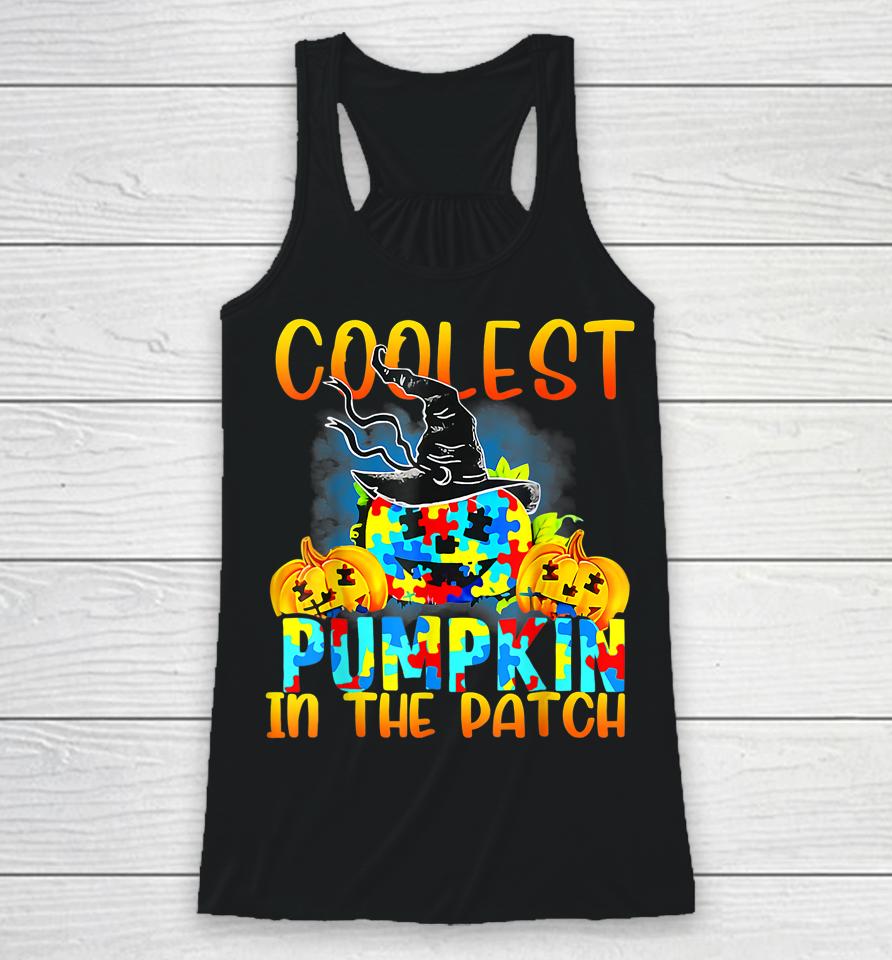Coolest Pumpkin In The Patch Funny Cool Autism Halloween Racerback Tank