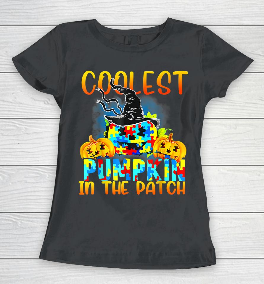 Coolest Pumpkin In The Patch Funny Cool Autism Halloween Women T-Shirt