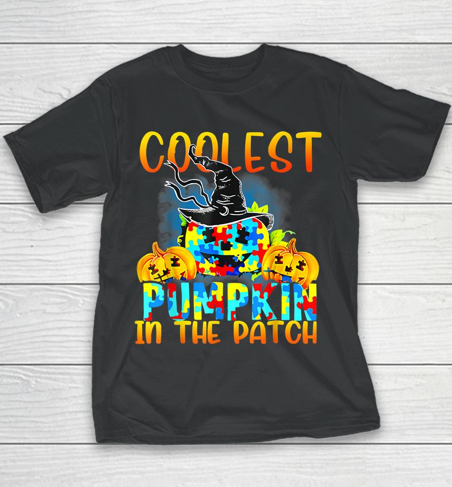 Coolest Pumpkin In The Patch Funny Cool Autism Halloween Youth T-Shirt