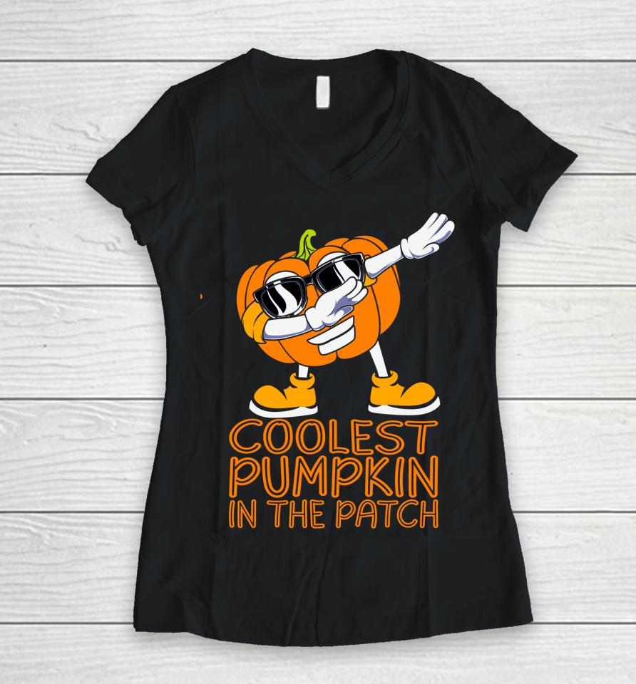 Coolest Pumpkin In The Patch Halloween Jackolantern Women V-Neck T-Shirt