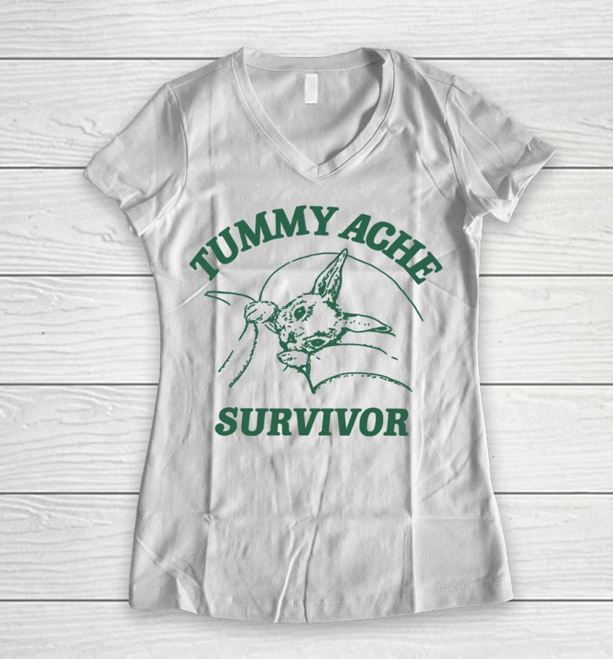 Coomstress Ibs Tummy Ache Survivor Rabbit Women V-Neck T-Shirt