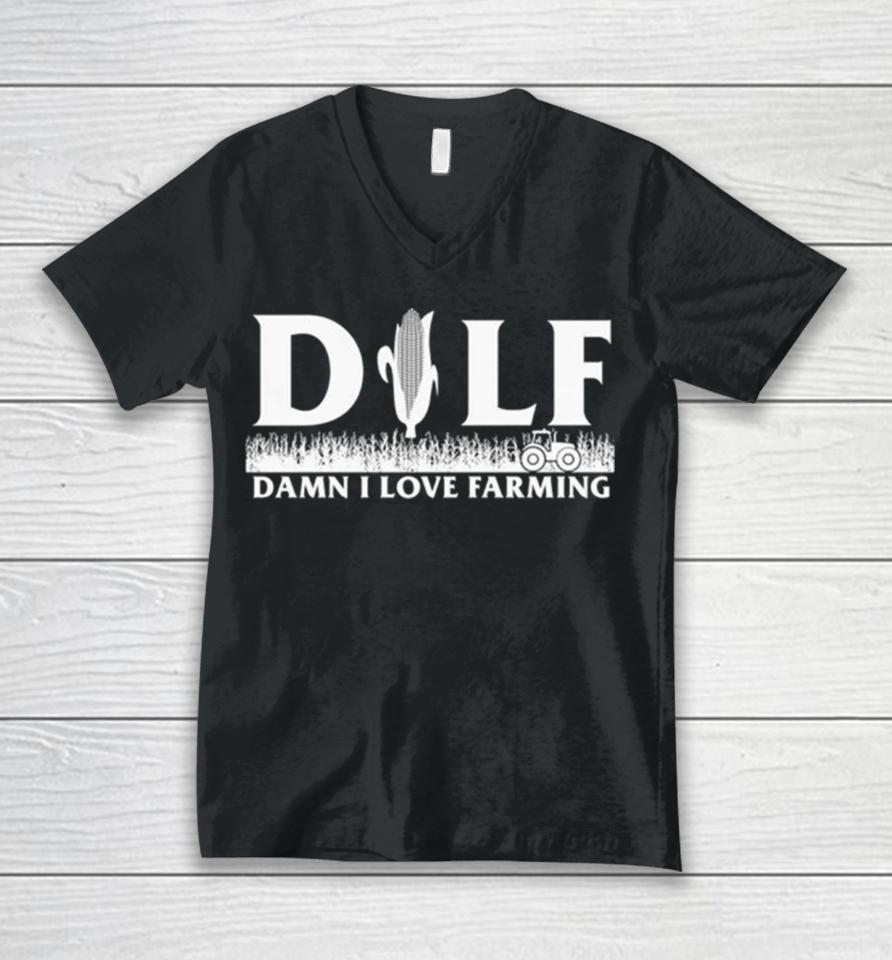 Corn Dilf Damn I Love Farming Unisex V-Neck T-Shirt