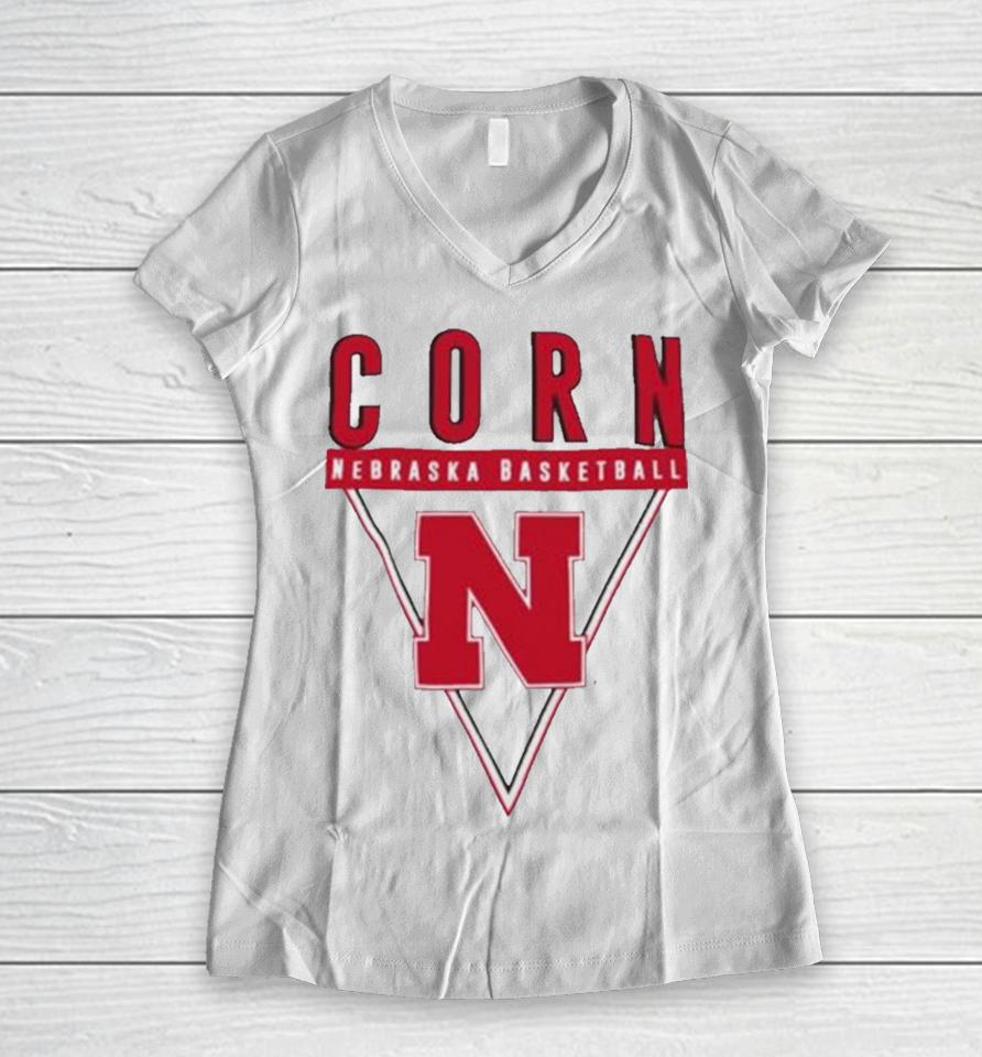 Corn Nebraska Basketball N Women V-Neck T-Shirt