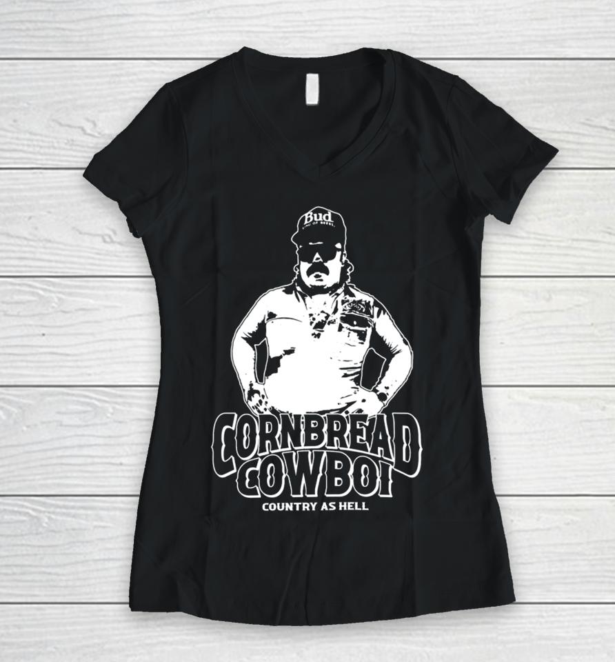 Cornbreadcountryclub Cornbread Cowboi Country As Hell Women V-Neck T-Shirt