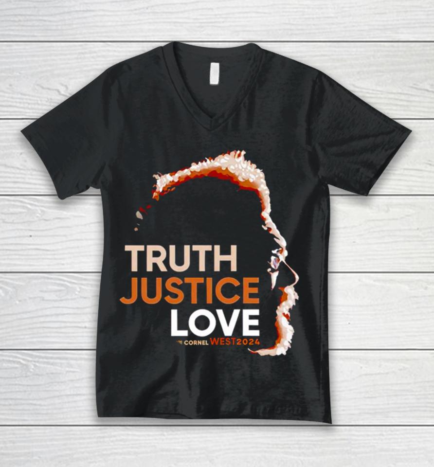 Cornel West 2024 Truth Justice Love Unisex V-Neck T-Shirt
