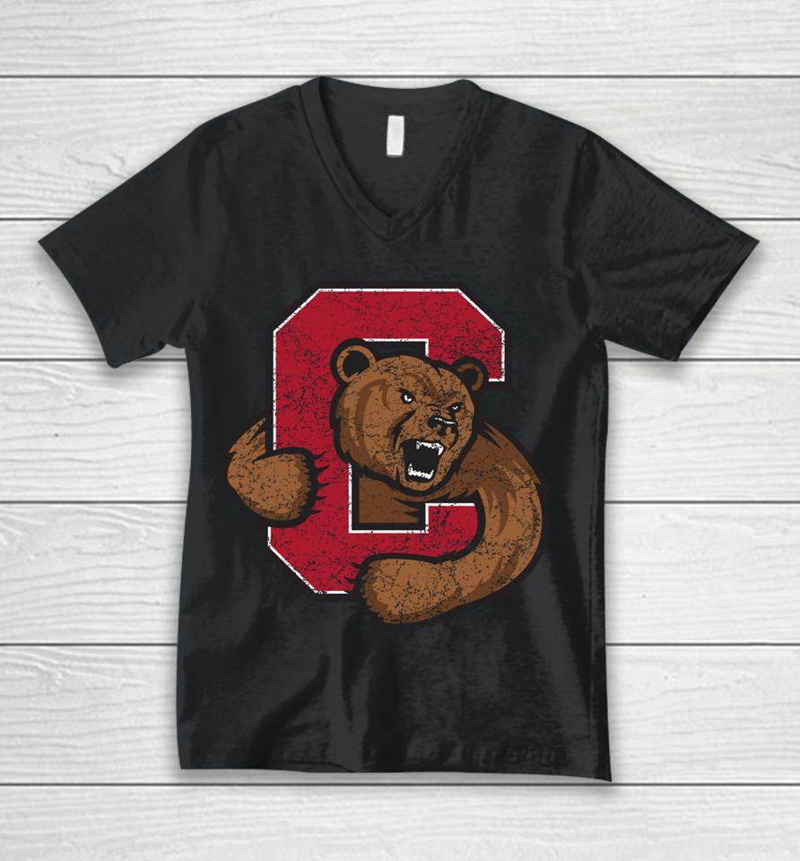 Cornell Bear Through C Weathered Unisex V-Neck T-Shirt