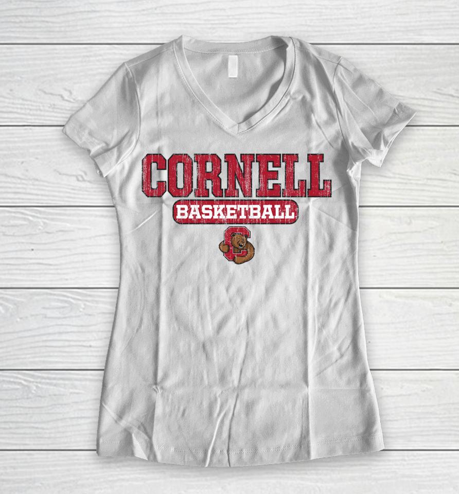 Cornell Big Red Basketball Icon Neutral Women V-Neck T-Shirt