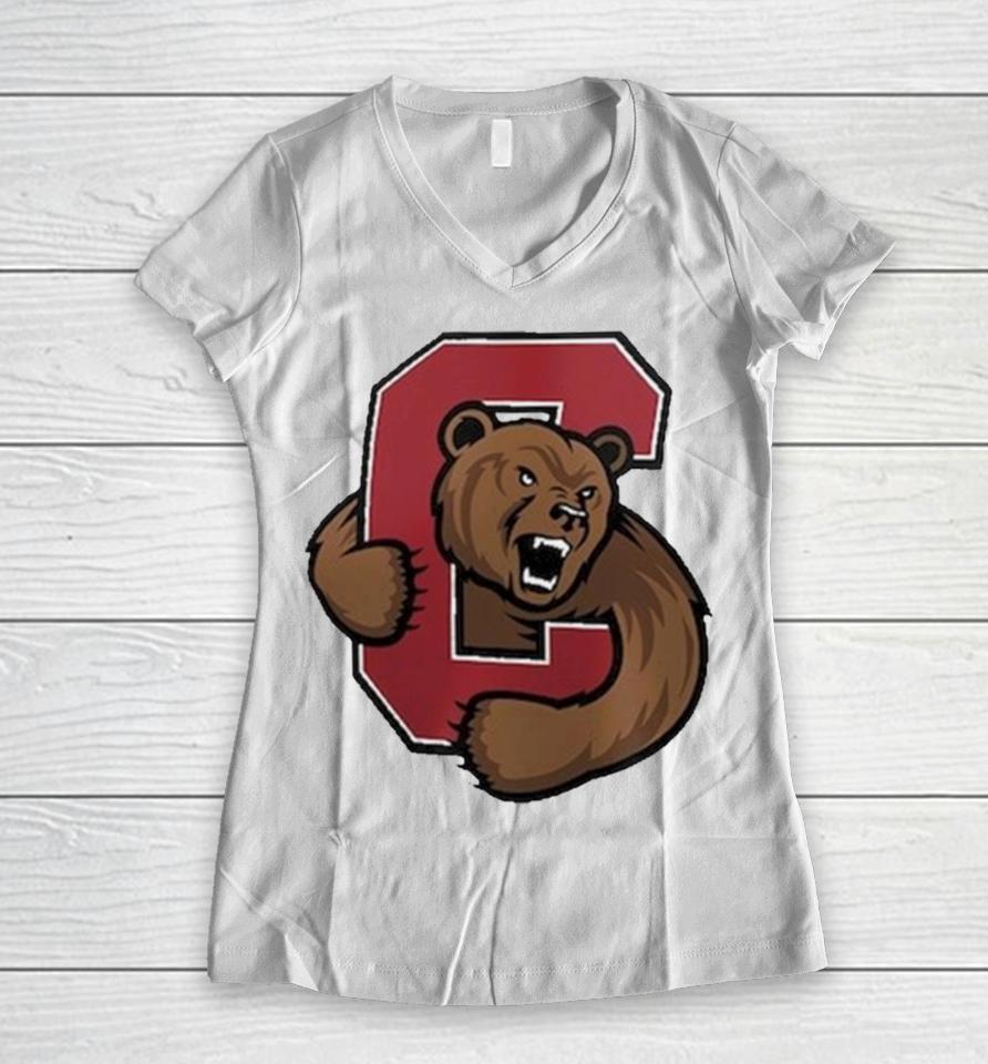 Cornell Big Red Primary Logo Women V-Neck T-Shirt