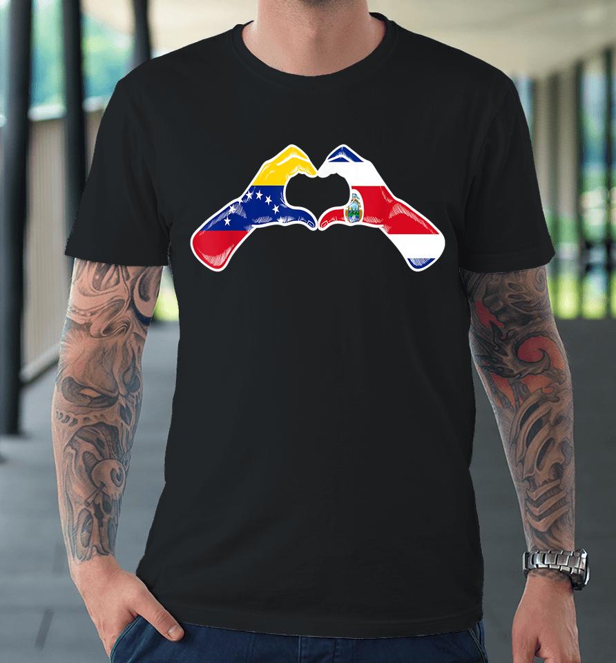 Costa Rica Venezuela Flag Costa Rican Venezuelan Heart Premium T-Shirt