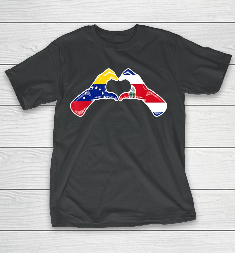 Costa Rica Venezuela Flag Costa Rican Venezuelan Heart T-Shirt