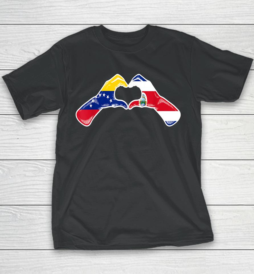Costa Rica Venezuela Flag Costa Rican Venezuelan Heart Youth T-Shirt