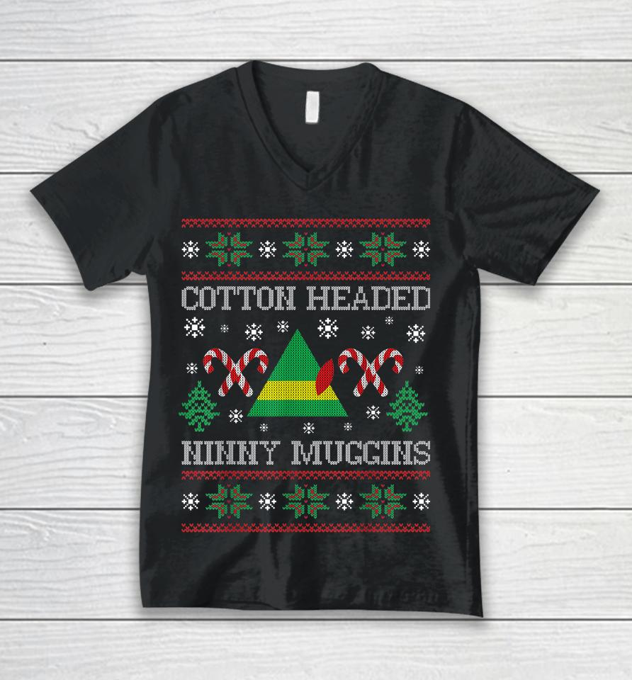 Cotton Headed Ninny Muggins Hit Merry Xmas Unisex V-Neck T-Shirt