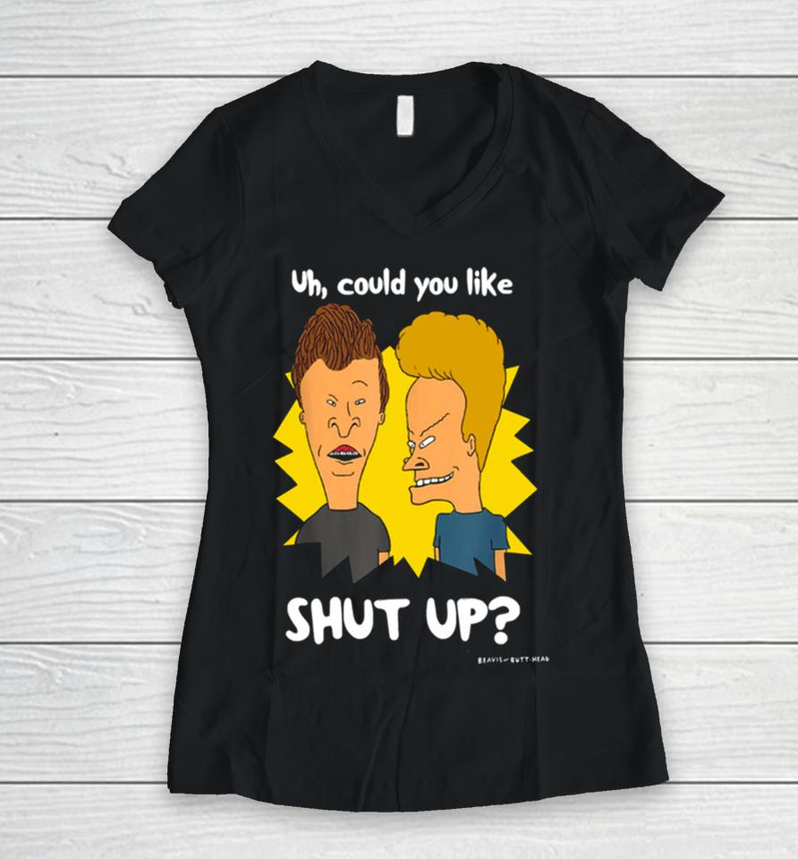 Could You Shut Up Beavis And Butthead Women V-Neck T-Shirt