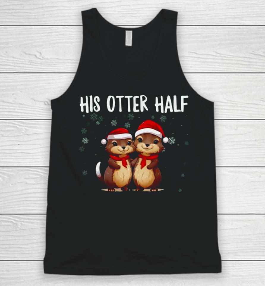 Couples Christmas Otter Puns Matching Unisex Tank Top