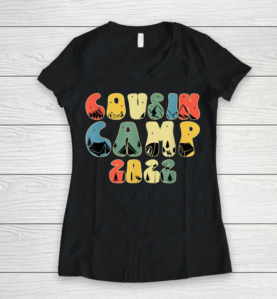 Cousin Camp 2022 Cousin Tribe Vacation Women V-Neck T-Shirt